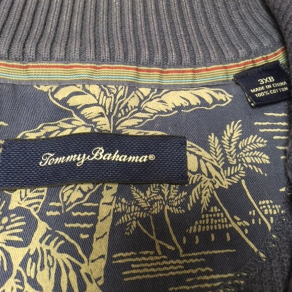 Tommy Bahama 3XB Blue Cotton Long Sleeve Half-Zip Sweater - Picture 3 of 9